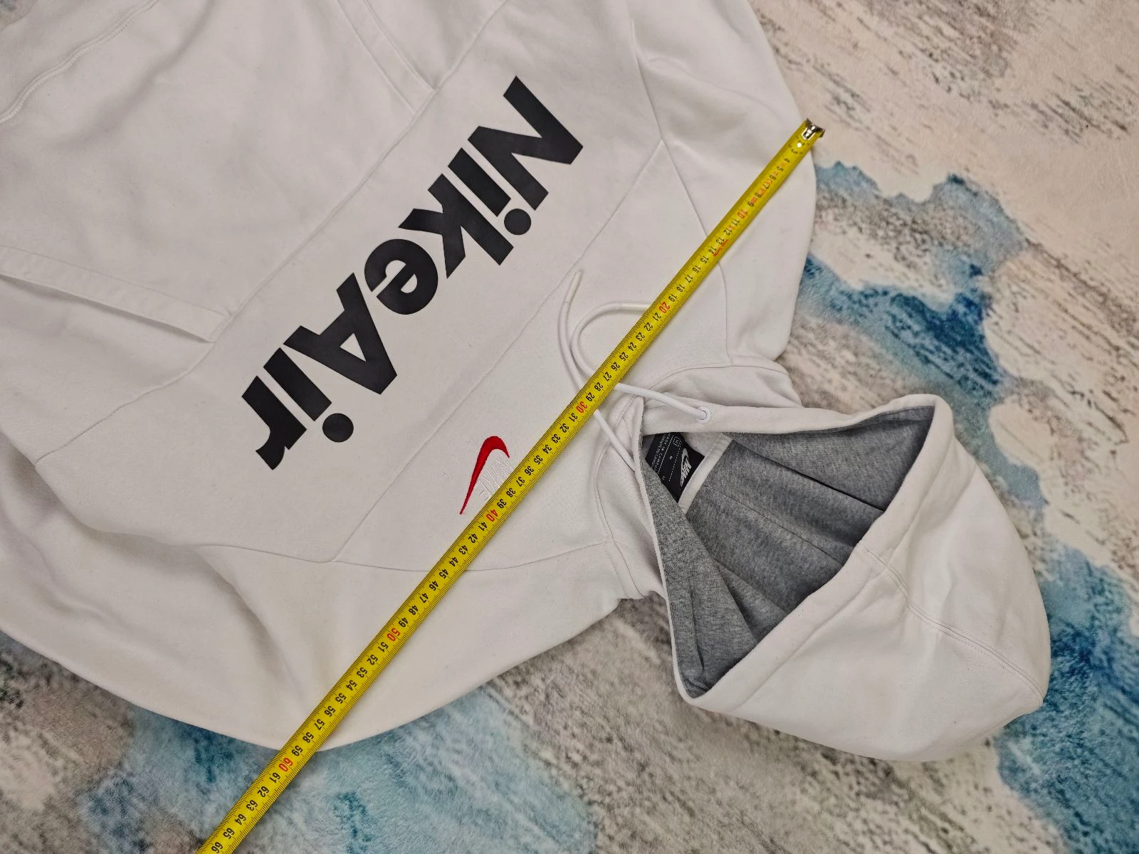 Moletom com capuz Nike Air branco cinza forrado Streetwear Y2K tamanho M – photo 9